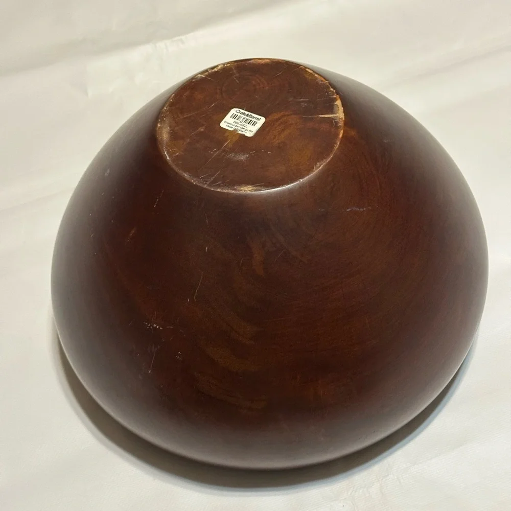 CRATE & BARREL VINTAGE LARGE SOLID WOODEN CHESTNUT BWL MANGO WD